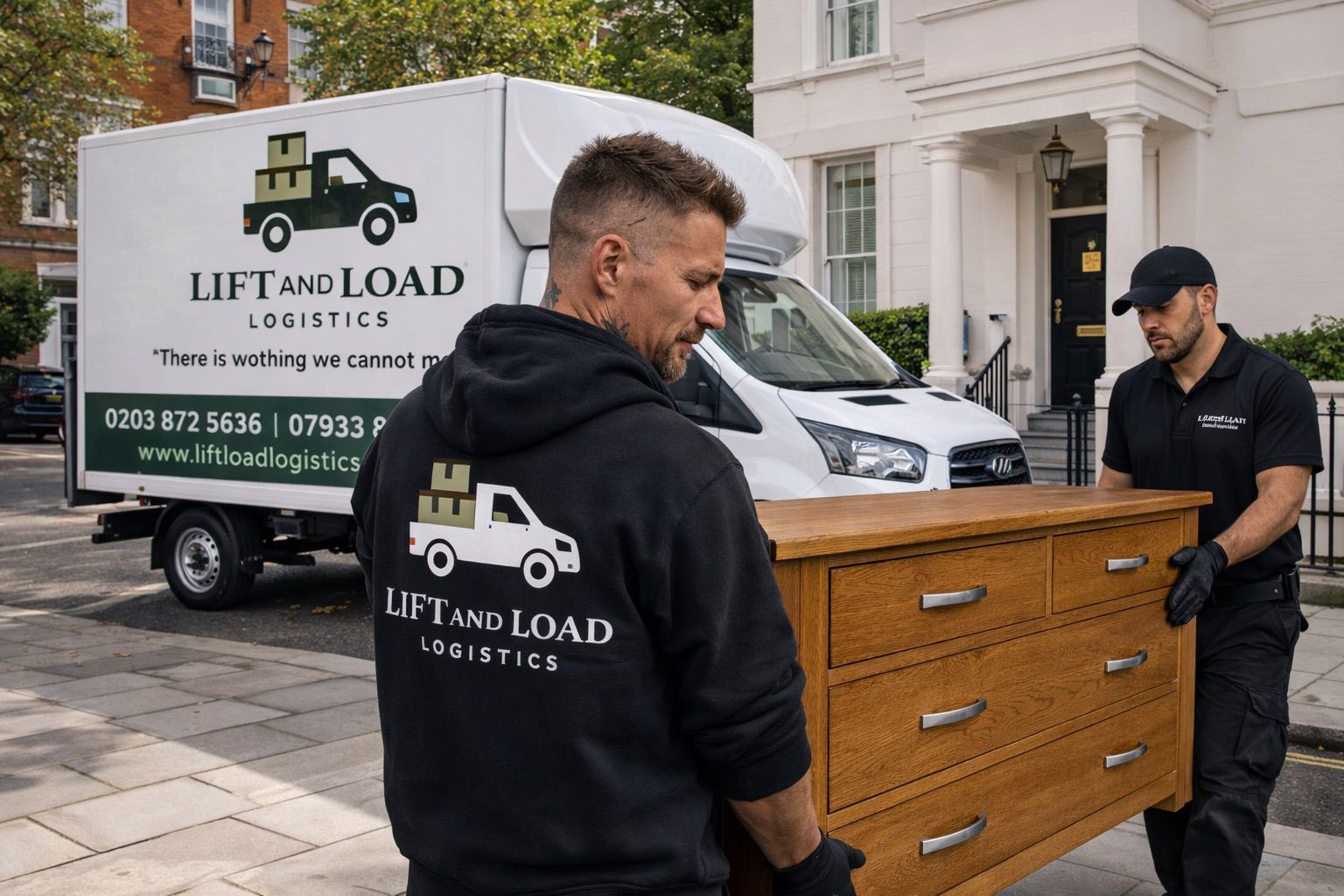 Movers handling furniture carefully